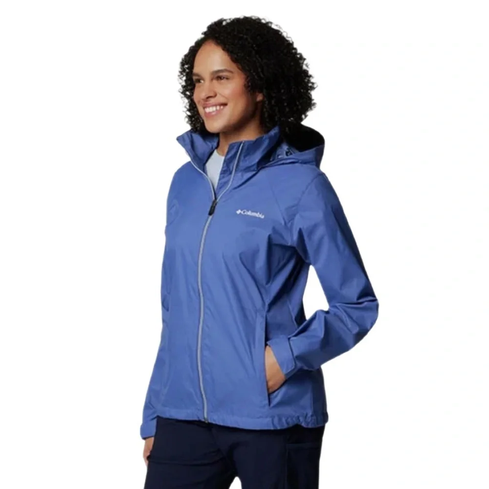 Columbia Switchback III Rain Jacket Blue Full Zip Hooded Pockets size xs NWT